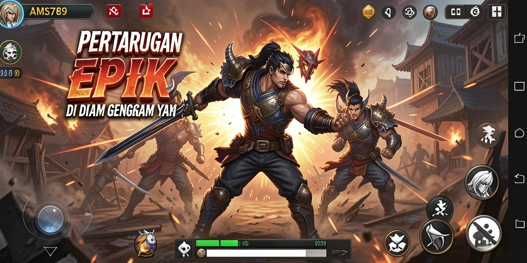 Gameplay seru dengan pertarungan karakter dalam AMS789.