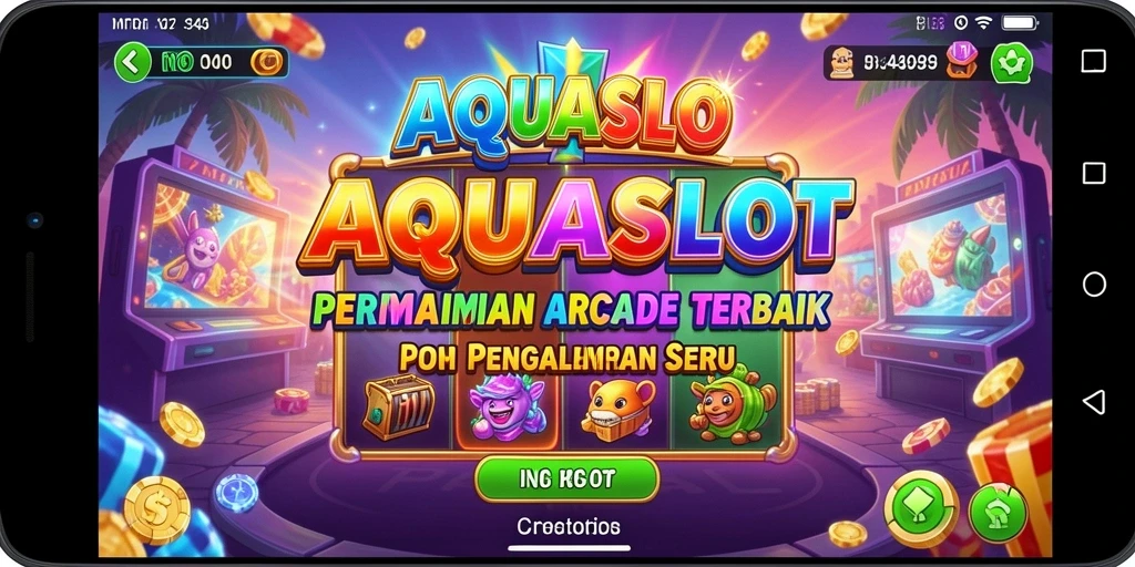Tampilan gameplay AQUASLOT yang menegangkan dan penuh warna.