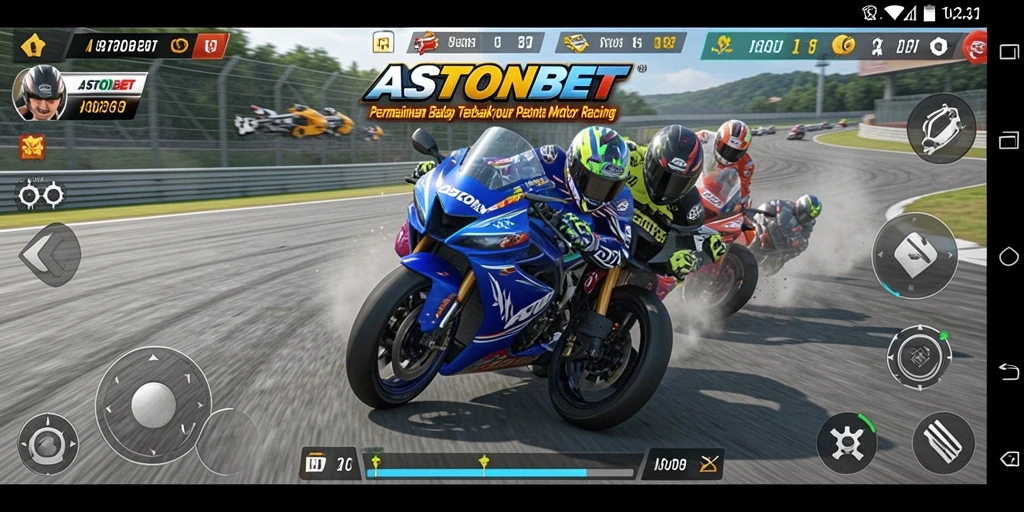 Tampilan gameplay menegangkan dari balapan motor di ASTONBET.