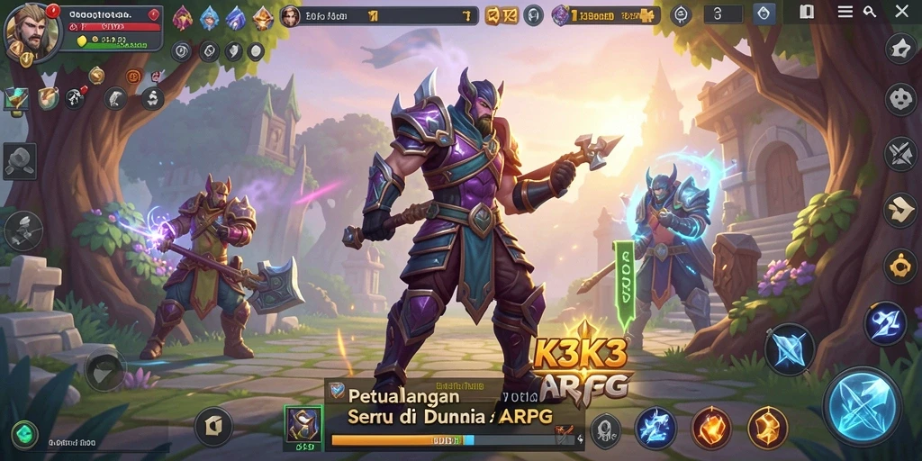 Tampilan gameplay K3K3 yang memukau dengan aksi pertarungan yang dinamis.
