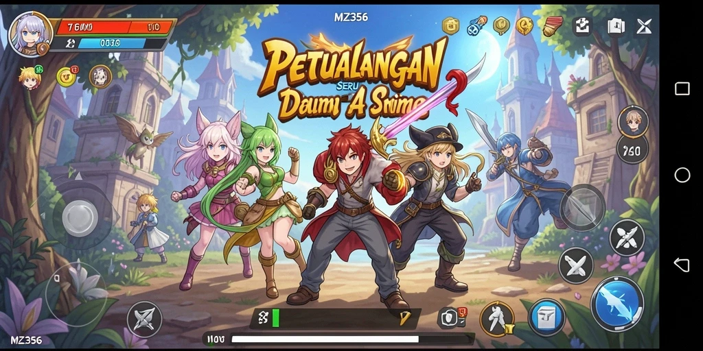 Screenshot MZ356 menampilkan aksi karakter dalam pertempuran Anime yang intens.