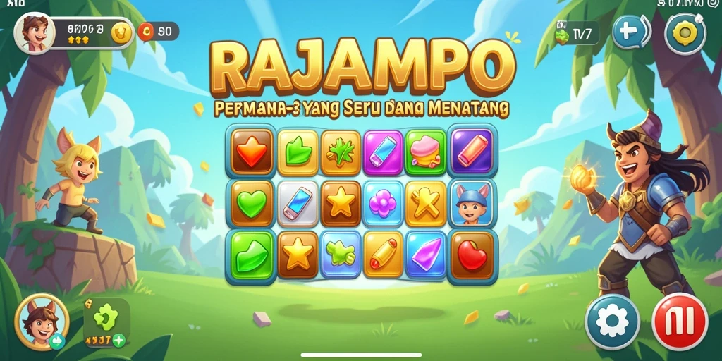 Tampilan gameplay seru dari RAJAMPO dengan elemen Match-3.
