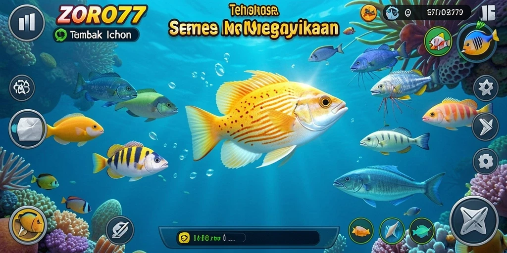 Tampilan gameplay ZORO77 yang seru saat menembak ikan.